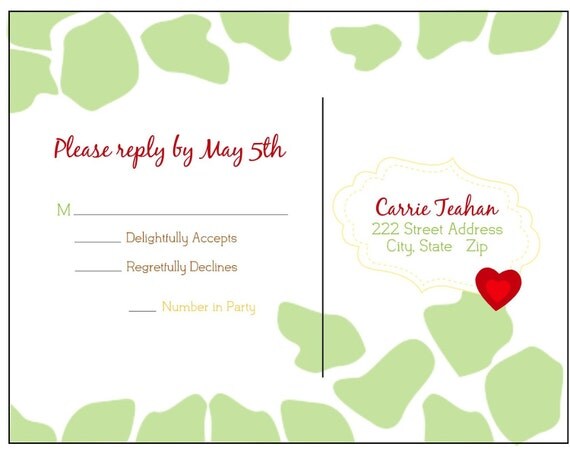 Fun NonTraditional Jungle Green Orange Brown Giraffe Wedding Invitation