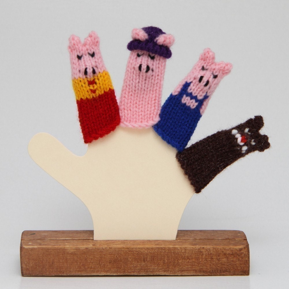 Three Little Pigs Finger Puppet Set (Includes 3 Pigs and the Big Bad Wolf.)  We can create custom orders.