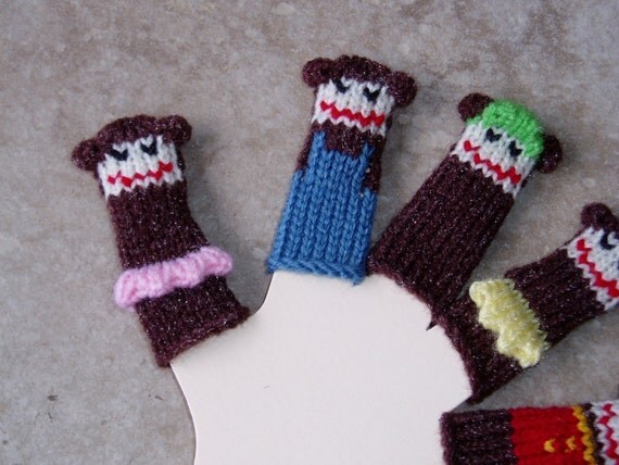 ON SALE.  Five Little Monkeys Finger Puppet Set  (Includes five differently dressed monkeys.)  We can create custom listings of individual puppets or puppet sets.