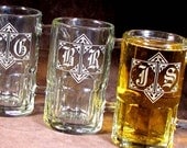 3 Monogrammed Groomsmen Gifts Beer Stein, Etched Glass