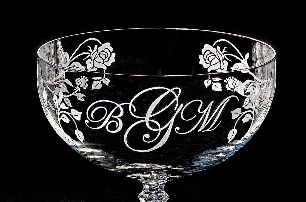 Rose Wedding Champagne Coupe, Personalized Fine Crystal Champagne Glasses, Champagne Goblets