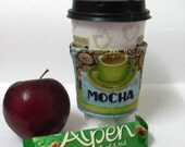 Reversible Coffee Cup Sleeve/Cozy- Insulated (Mocha/Stripes)