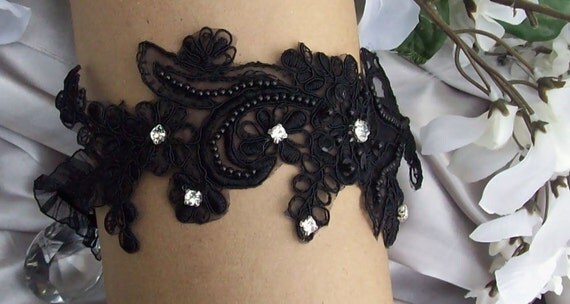 Garter,Wedding Garter,Black Lace Garter,Garter Set,Rhinestone Garter,FREE Toss Garter