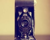 A Vintage Camera - Still Life Photograph Print  - Cream Tan warm brown hues pastel brownie folding camera geek geekery 4x6