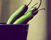 Serrano - Food Photograph - 5x7 - tan slate grey natural earth tones rustic navy mexican pepper fall autumn harvest