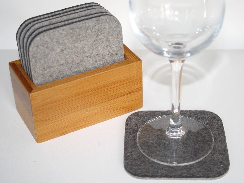 Square Coaster Set in 5mm thick merino wool felt-six
