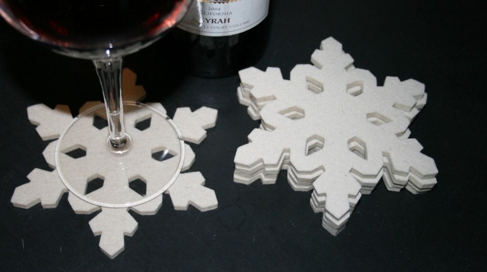 Snowflake Coasters in Virgin Merino Wool Felt-5mm thick