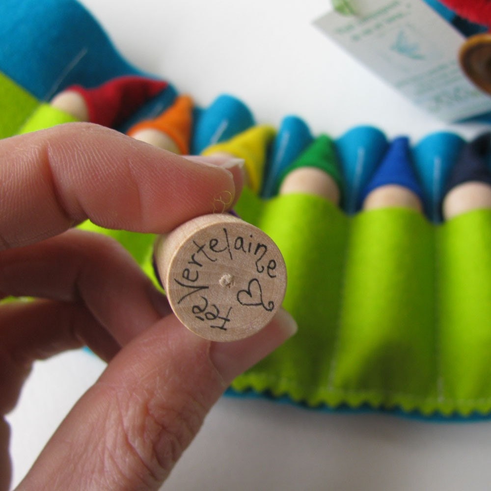 Waldorf toys - Travelling roll-up rainbow gnome -