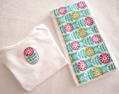 Circles and Stems Onesie and Burp Cloth Set