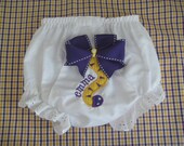 Appliqued Tiger Tail Bloomers with Bow Personalized Monogrammed for Baby Girl or Toddler