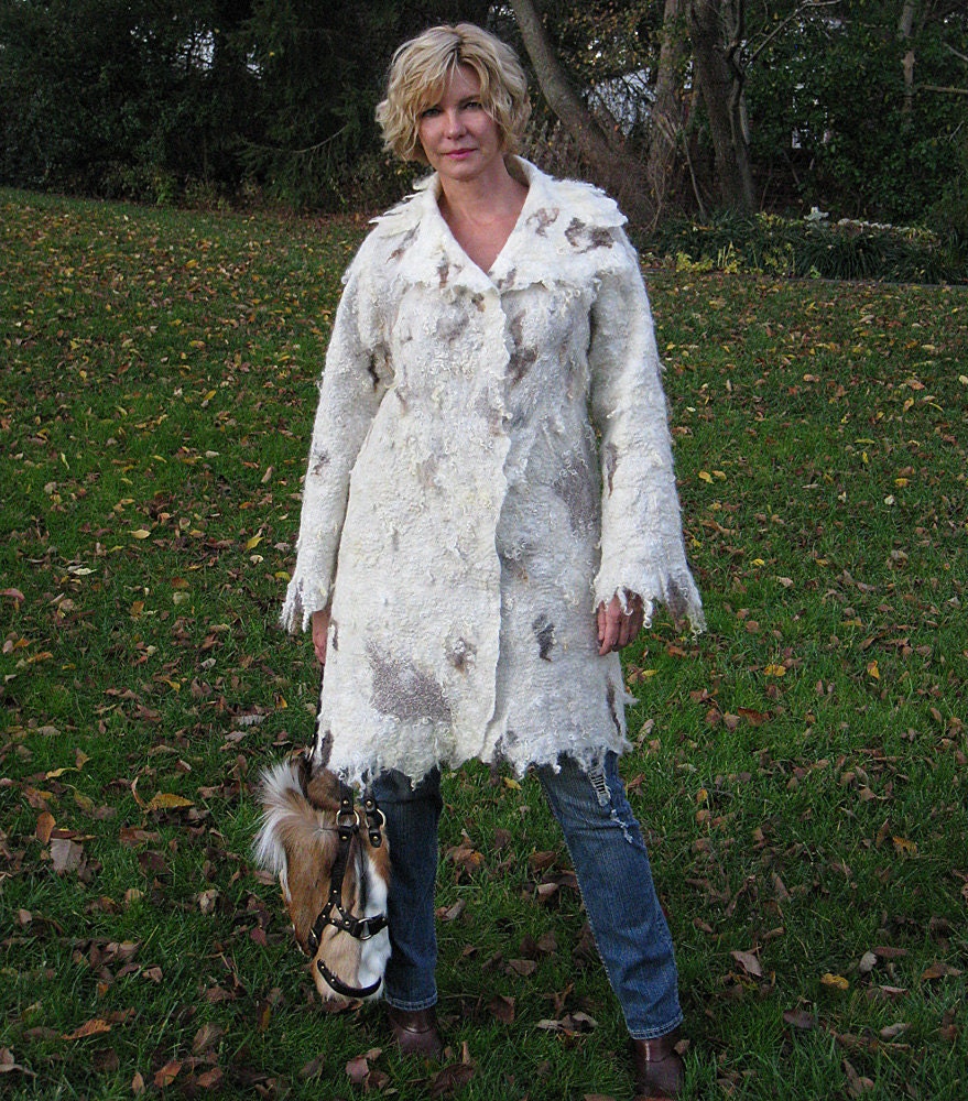 Hand felted wool coat jacket WILD WEST