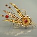 Vintage 1940s GF Large Red Rhinestone Flower Pin Brooch