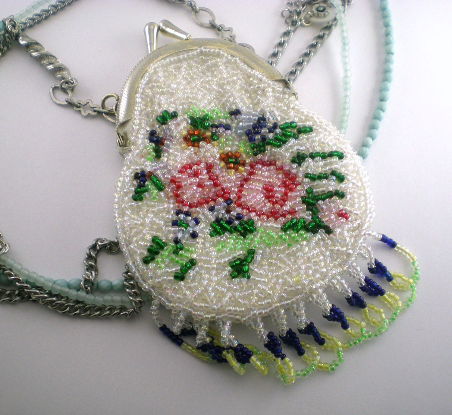 Beaded Coin Purse Necklace Recycle Vintage