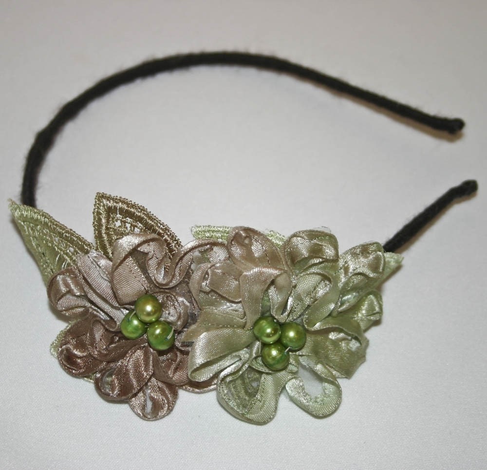 hand dyed vintage lace flowers headband