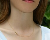 Celebrity Sideways Cross Necklace-14KT Gold Filled SET OFF CENTER