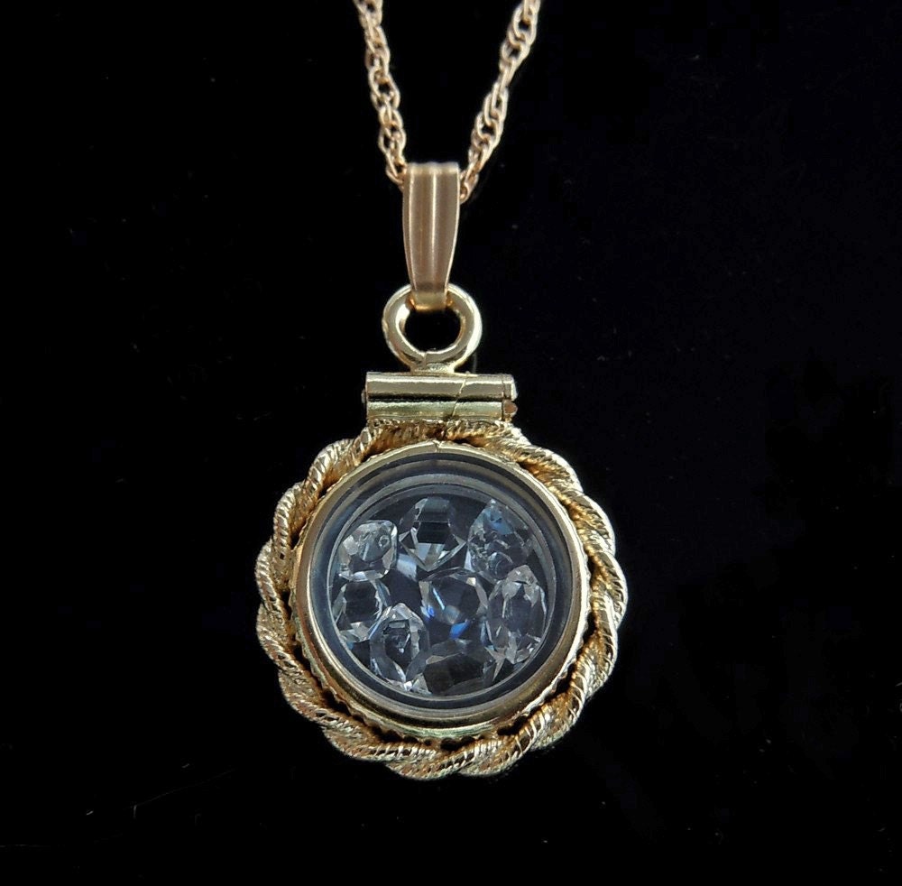 Gold Herkimer Diamond Locket - 14kt Gold Filled