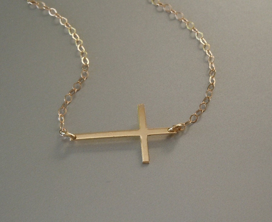 14KT GOLD Kelly Ripa Cross Necklace Set Center