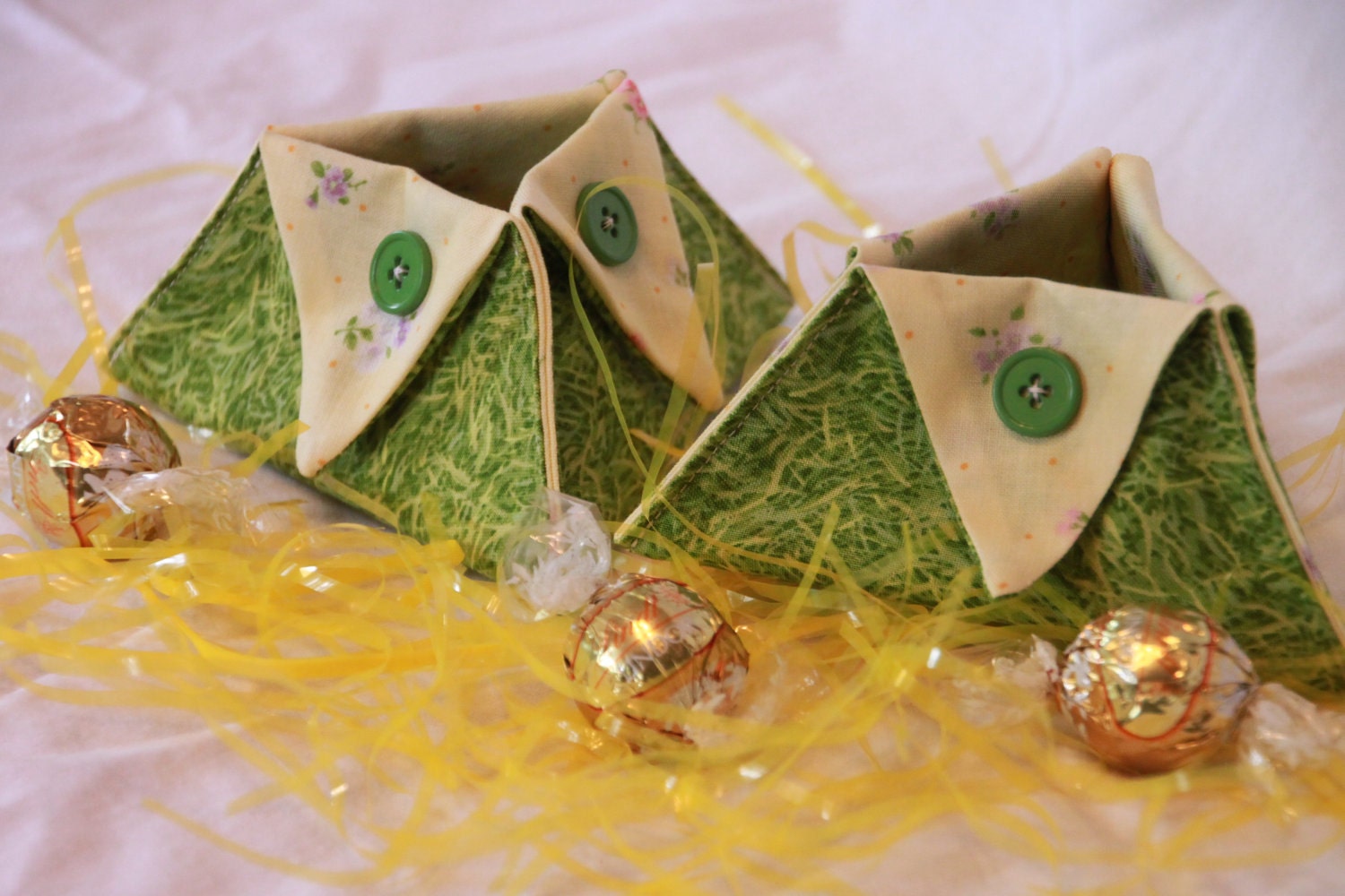 Set of two small fabric spring baskets