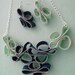 Sale Navy Seafoam Zipper Sculpture Necklace and Earring Set OOAK