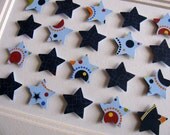 Blue. Navy 3D Star Collage. 5X7. Ready to Ship. Space. Wishing Upon a Star. Twinkle Twinkle Little Stars