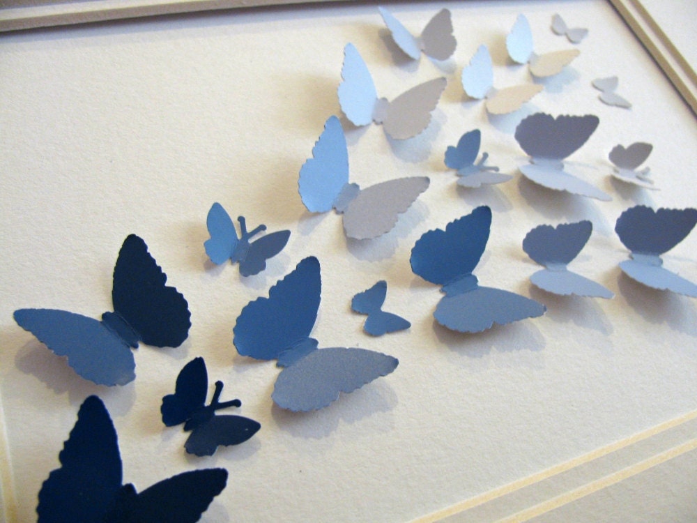 Blue Velvet - 3D Butterfly Art - Upcycled Paint Chips - 5X7