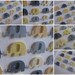 Yellow and Gray Baby Elephants - 3D Whimsy Collage - 5X7 - MADE to ORDER