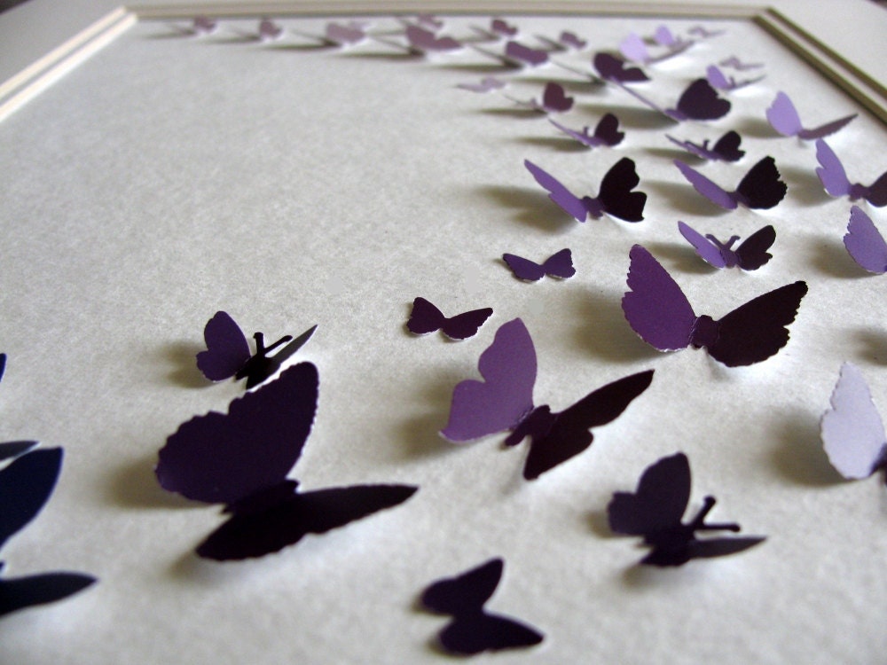 Purple Paint Chips Recycled - 3D Butterfly Art - 8x10 - Ready to Ship