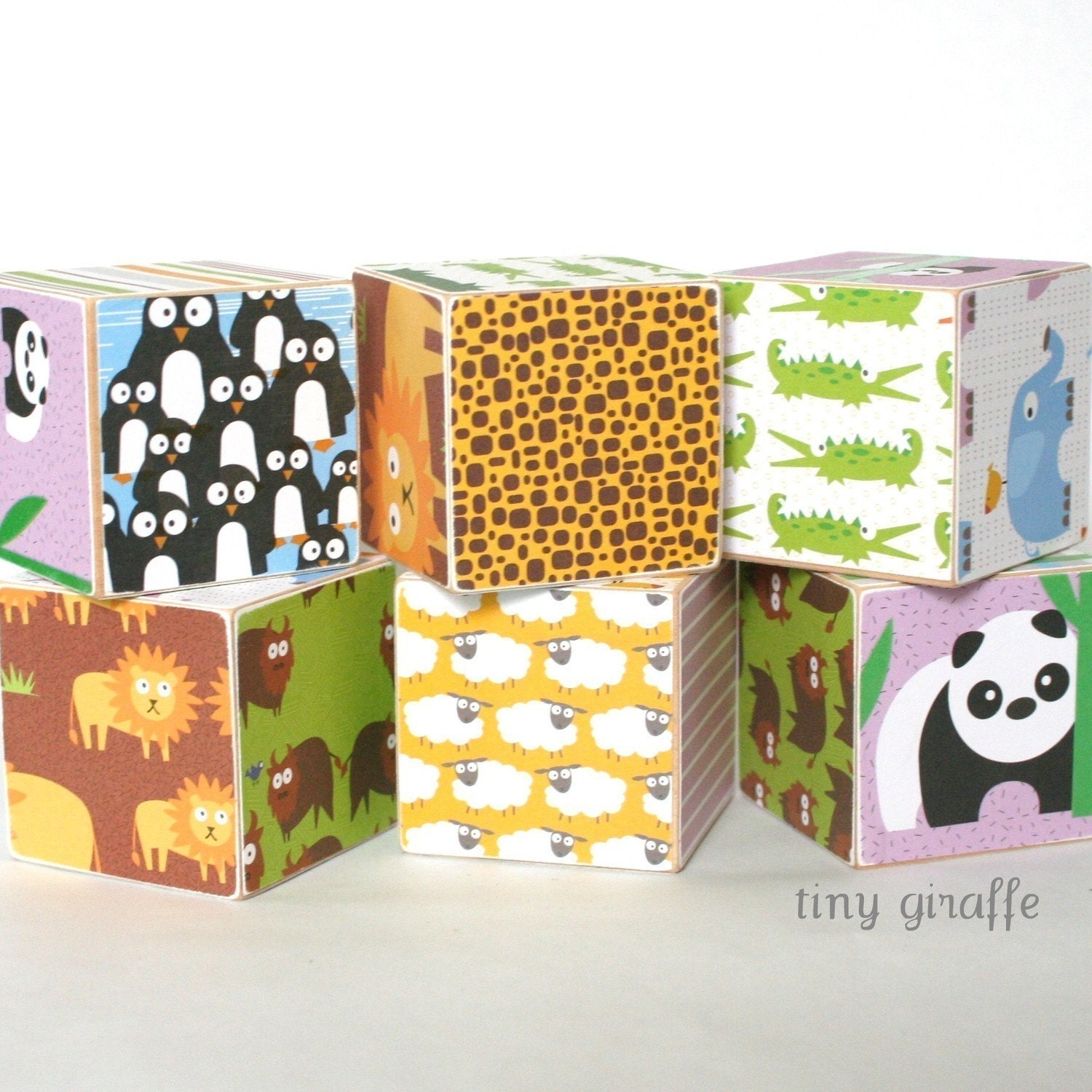 JUMBO Personalized Nursery Wooden Blocks Zoo Safari Animal Wooden Baby Letter Blocks