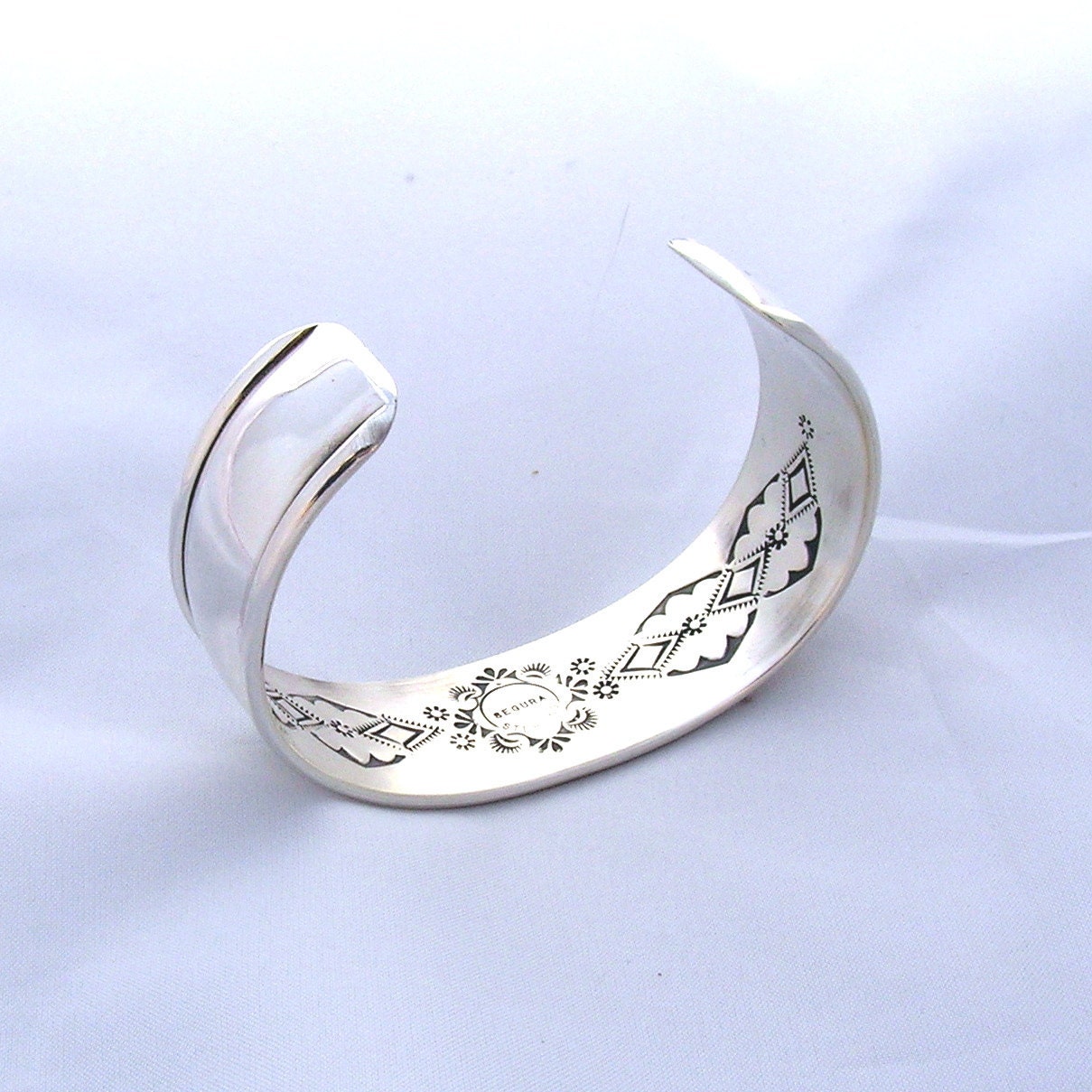 Contemporary Styled Sterling Silver Cuff Bracelet Southwestern Native Style