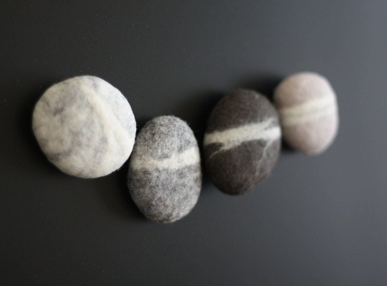 Felted Pebble Magnets - set of four in grays and browns (please choose)