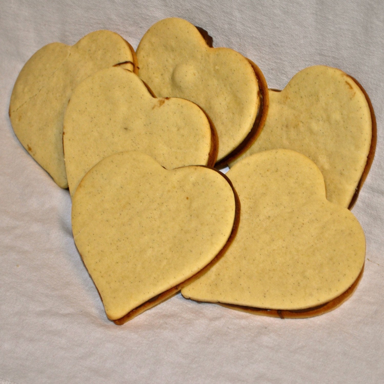 Chocolate Ganache Filled Vanilla Bean Sandwich Hearts - 6 Huge homemade gourmet cookies
