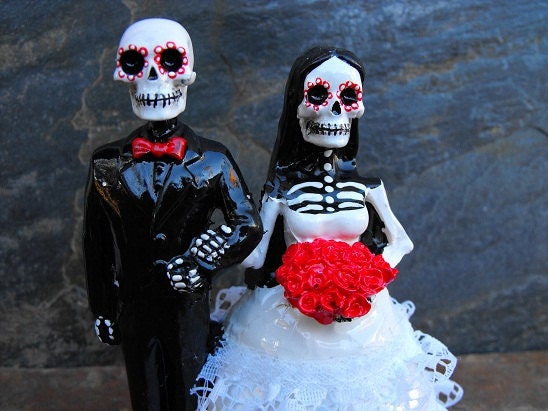 Day of the Dead Wedding Cake Topper - Shaved Head Guy - 5 Inches