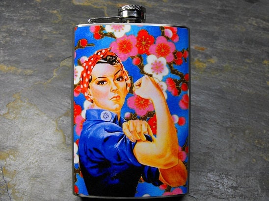 FP111 - Rosie the Riveter Decorated Stainless Steel 8oz - We Can Do It