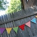 CUSTOM FOR JULIE -- Set of 4, Carnival Birthday Banner, Circus Bunting, Party Flags, Photo Prop - red, yellow, blue, green, orange fabric