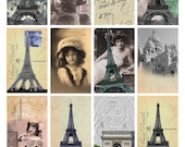Paris Reflections Digital Collage Sheet - Altered Art - 2 x 3 Inch Rectangles - Printable Download