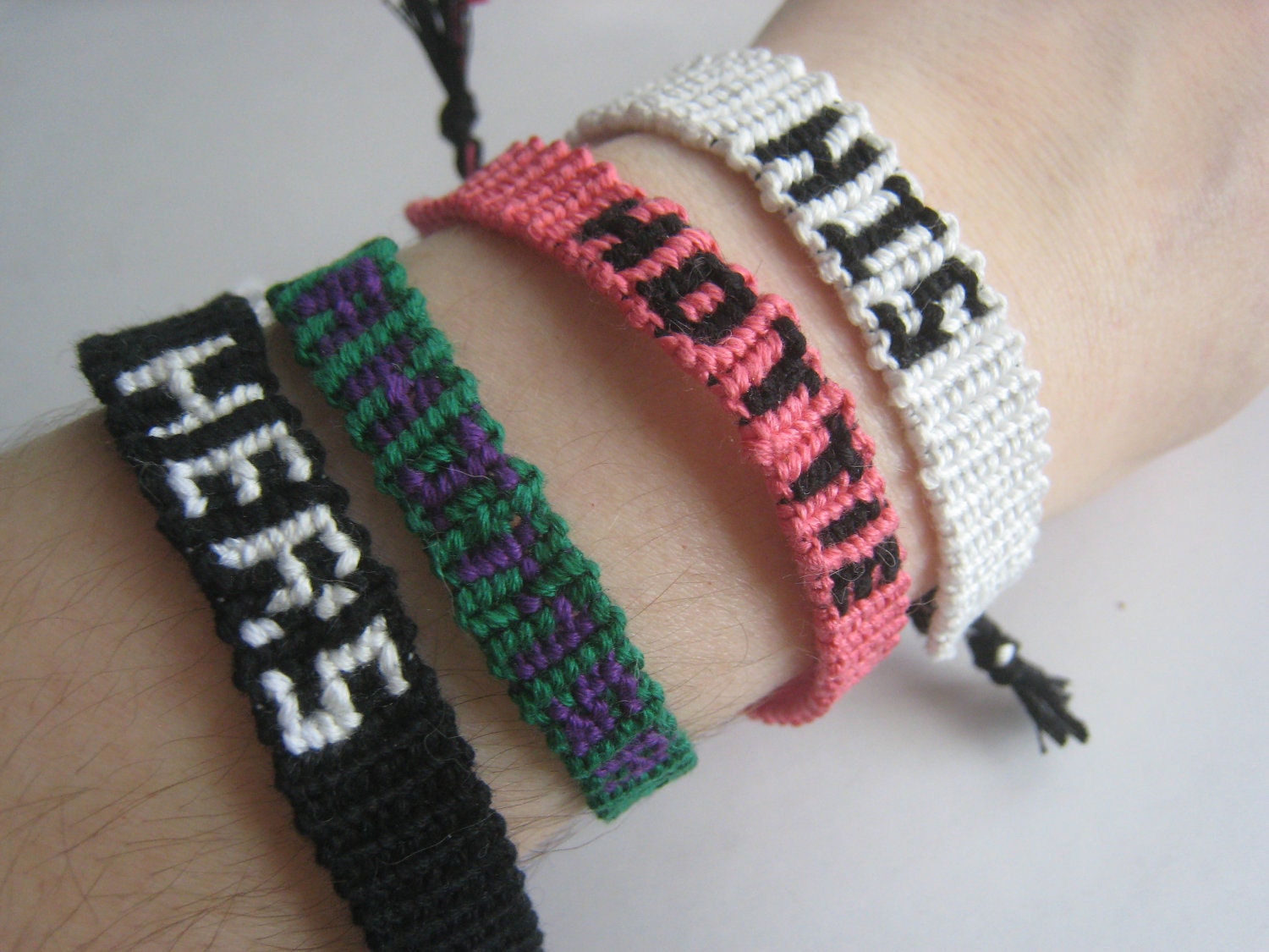 RESERVED FOR Jcomitino - Custom Friendship Bracelet Set - Black and White