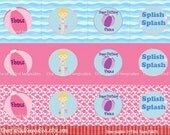 Splish Splash Bash Cupcake topper/ scrapbook images tags PRINTABLE