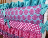 Custom Crib Bedding Set - Bright Pink and Turquoise