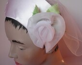 White Satin  Bridal Fascinator Hat.