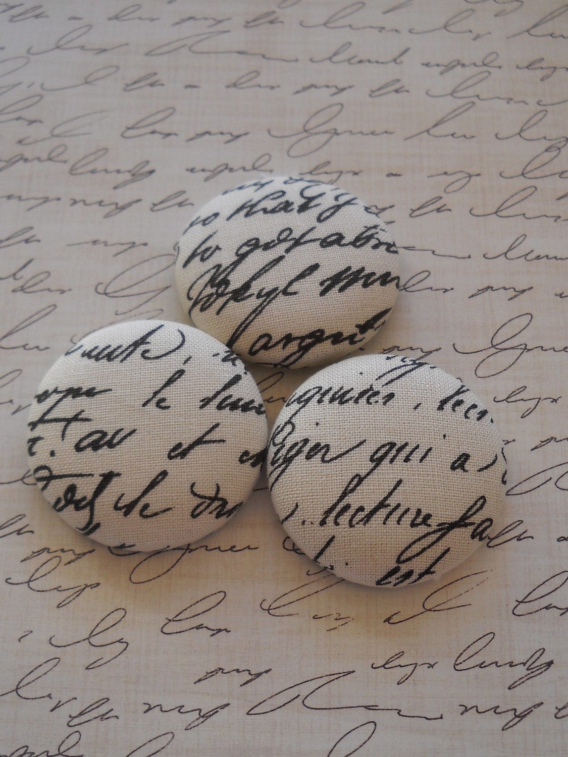 English Script - fabric covered  button collection  - size 60