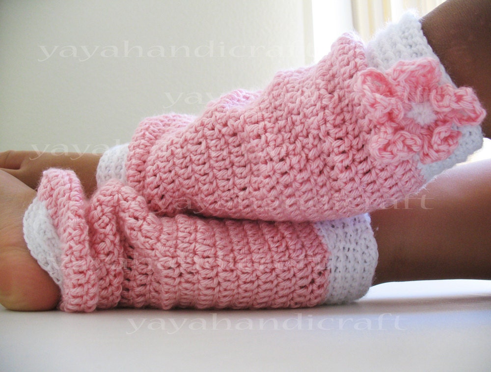 2T-3T Soft Pink and White Crochet Leg warmers for toddler girl