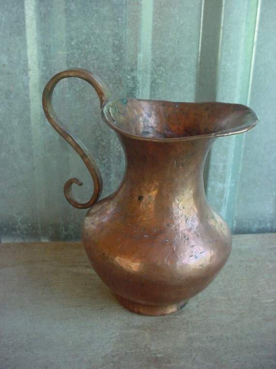 Vintage Hammered Copper Pitcher by ArtsyFartsyFarm on Etsy