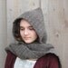 muir wood hooded scarf in brown heather