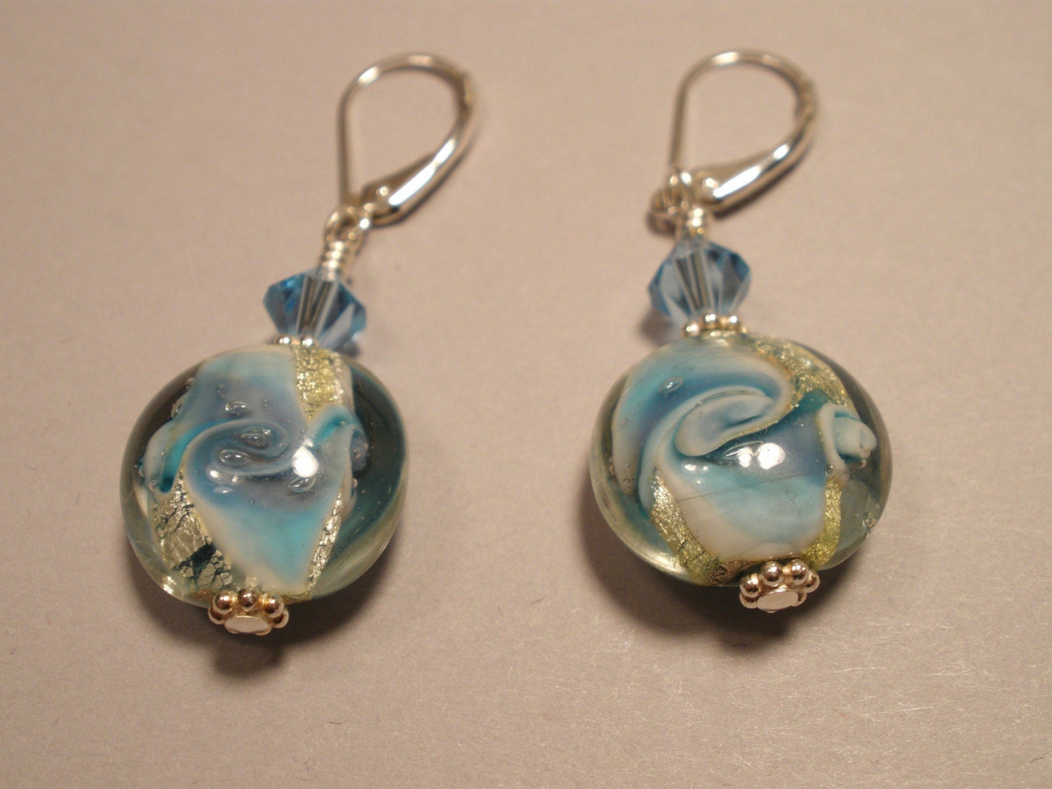 Blue Swirl Lampwork Earrings