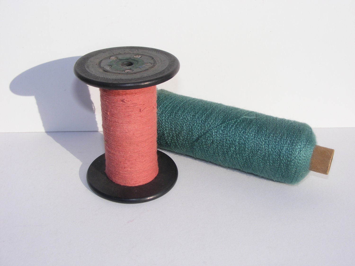 Set of Two Bobbins or Spools Full of Cotton Thread