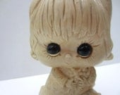 Vintage Kitschy Girl Statue with Big Eyes