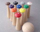 Mushroom Bowling - Counting and Colors Wooden Bowling Game