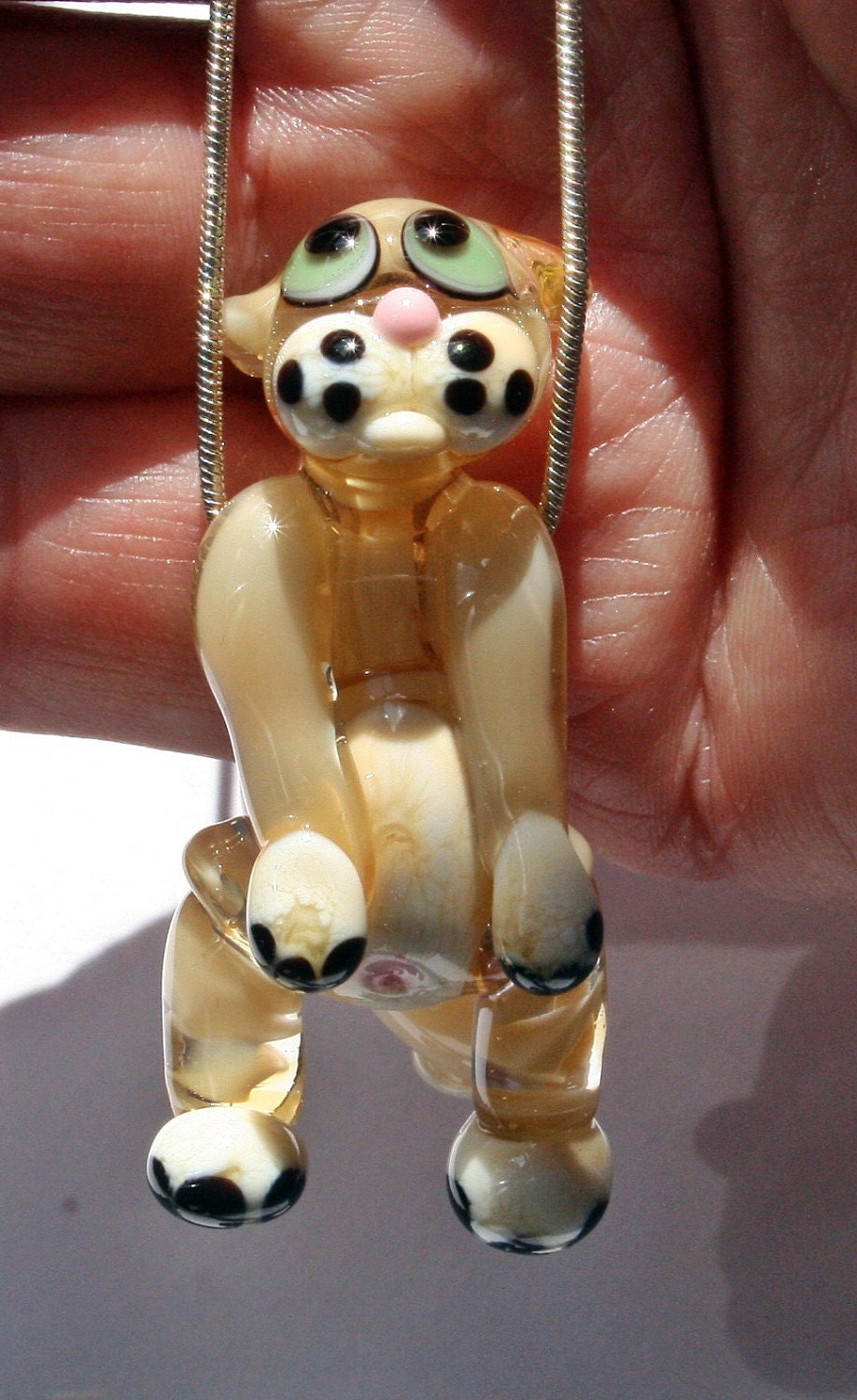 Lampwork Hanging Cat Focal Glass Bead by Izzybeads SRA