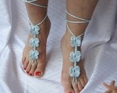 Barefoot sandals or Fingerless gloves-hand foot jewelry eco friendly spring fashion  wedding flower easter mothersday gifts baby blue sale
