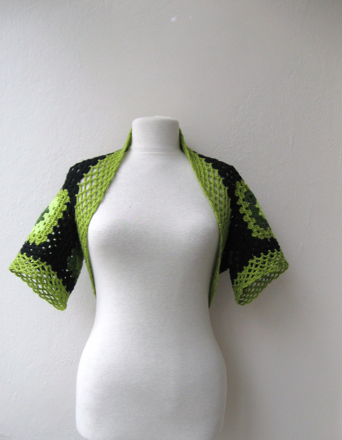 Shrug in black and shades of green /  weddings bridal bridesmaids/ bride fashion ceremony  party   spring summer  bolero  ready to ship